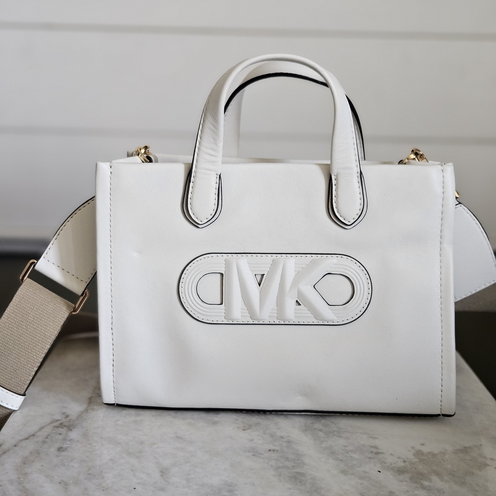 Michael Kors White Satchel with Logo Detail